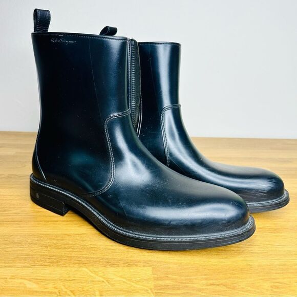 Salvatore Ferragamo Men's Dress Rain Boots Sz 10 - Picture 3 of 11